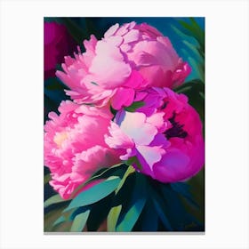 Kansas Peonies Pink Colourful 1 Painting Canvas Print