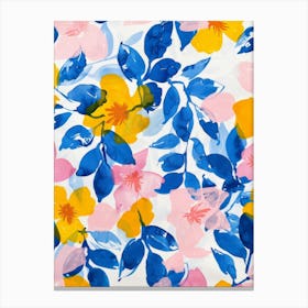 Pink And Blue Flowers Canvas Print