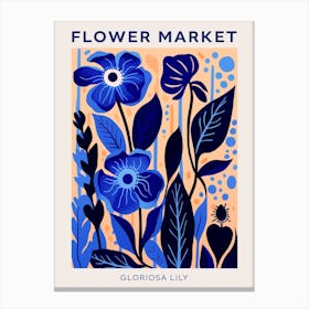 Blue Flower Market Poster Gloriosa Lily 3 Canvas Print