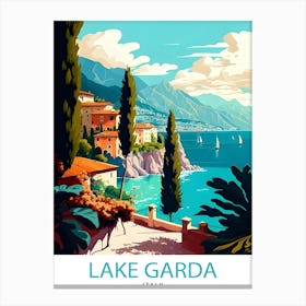 Lake Garda ItalyTravel Poster Canvas Print