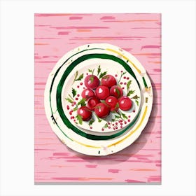 A Plate Of Caprese Salad, Top View Food Illustration 4 Canvas Print