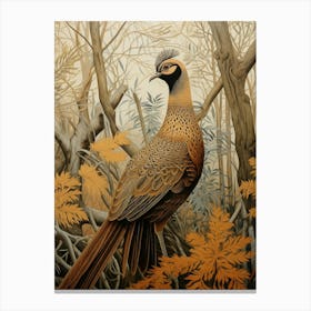 Dark And Moody Botanical Pheasant 3 Canvas Print