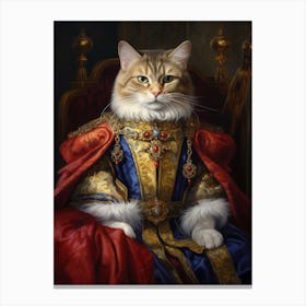 Royal Cat On Throne 1 Canvas Print