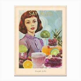 Purple Jelly Retro Dessert Collage 4 Poster Canvas Print