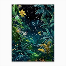 Tropical Jungle At Night Canvas Print