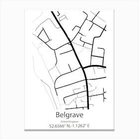 Belgrave,United Kingdom Minimalist Map Stampe su tela