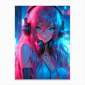 Anime Girl With Headphones 4 Canvas Print