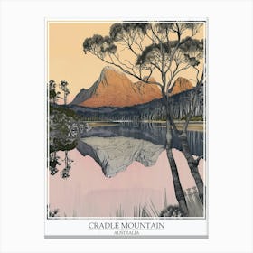 Cradle Mountain Australia Color Line Drawing 4 Poster Canvas Print