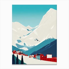 Les Deux Alpes 2, France Midcentury Vintage Skiing Poster Canvas Print