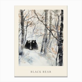 Winter Watercolour Black Bear 3 Poster Canvas Print