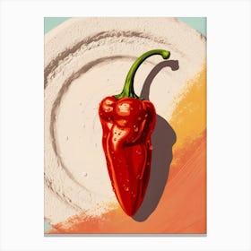 Hot Pepper On A Plate Canvas Print