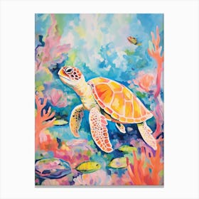 Colourful Sea Turtles In Ocean 5 Canvas Print