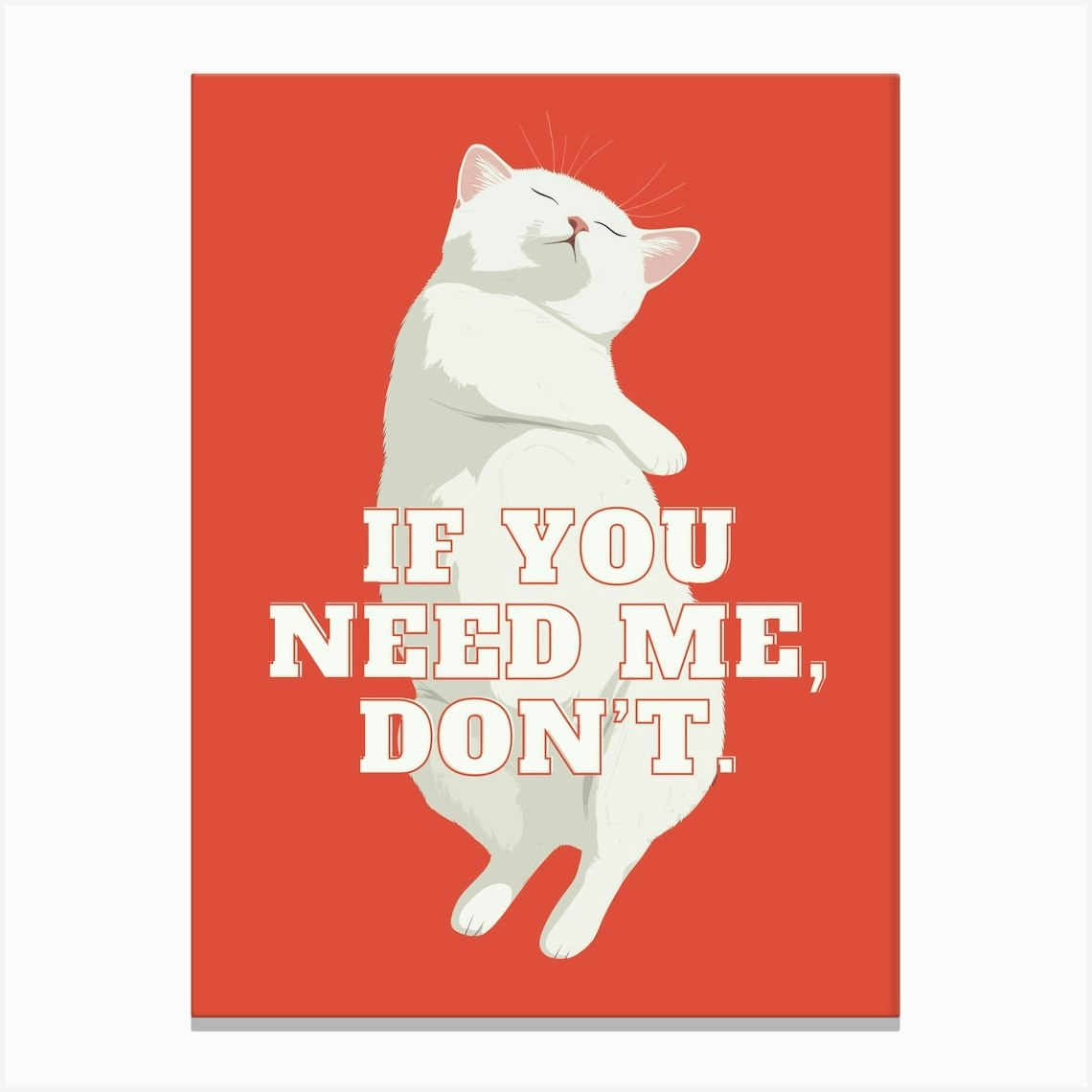 White Cat Sleeping Sarcastic Quote Minimalist Art Print Funny Bedroom Decor Canvas Print by StudioAlfi