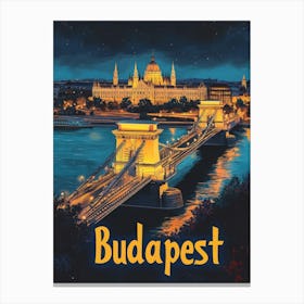 Aihrgdesign A Vintage Travel Poster Of Budapest 4 Canvas Print