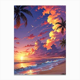 Sunset At The Beach 5 Canvas Print