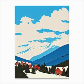 Courchevel 2, France Midcentury Vintage Skiing Poster Canvas Print