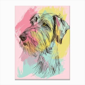 Pastel German Wirehaired Dog Pastel Line Illustration  2 Canvas Print