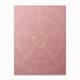 Geometric Gold Glyph on Circle Array in Pink Embossed Paper n.0055 Canvas Print