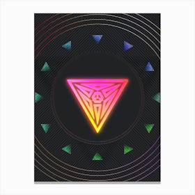 Neon Geometric Glyph in Pink and Yellow Circle Array on Black n.0285 Canvas Print
