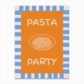 Pasta Party Orange & Blue Poster Canvas Print