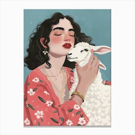 Girl With A Sheep 2 Canvas Print