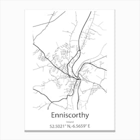 Enniscorthy,Ireland Minimalist Map Canvas Print