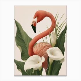 Jamess Flamingo And Calla Lily Minimalist Illustration 4 Canvas Print