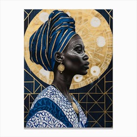 Woman In Blue And Gold Canvas Print