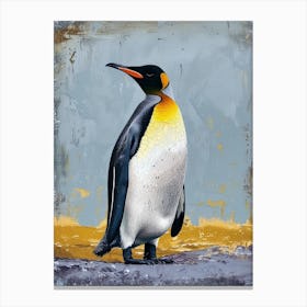 King Penguin Bleaker Island Colour Block Painting 3 Canvas Print