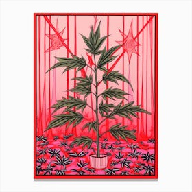 Pink And Red Plant Illustration Red Edged Dracaena 3 Canvas Print
