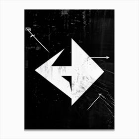 Arrow Graphically Depicted With Stark Contrast Between Its White Directional Mark And The Black Abst (4) Canvas Print