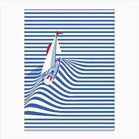 Sailboat On A Striped Background Canvas Print