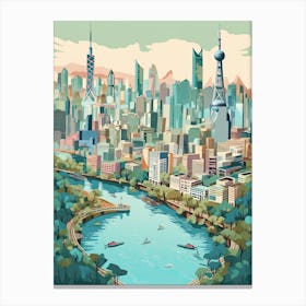 Shanghai, China, Geometric Illustration 4 Canvas Print