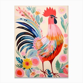 Pink Scandi Rooster 2 Canvas Print