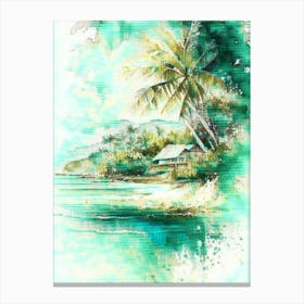 Taveuni Island Fiji Watercolour Pastel Tropical Destination Canvas Print