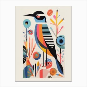 Colourful Scandi Bird Grey Plover 3 Canvas Print