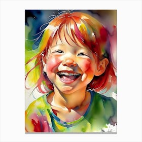watercolor portrait of a joyful child 3 Canvas Print