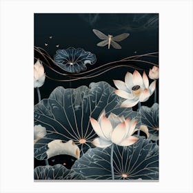 Lotus And Dragonfly 1 Canvas Print