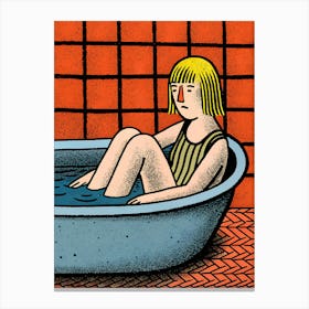 Woman Girl In Bathtub Canvas Print