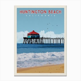 Huntington Beach California Travel Poster Canvas Print