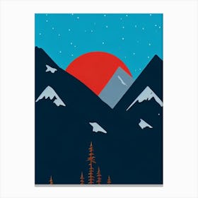 Gstaad, Switzerland Modern Illustration Skiing Poster Canvas Print