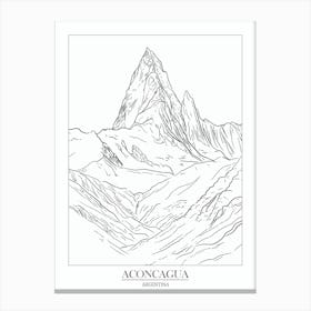 Aconcagua Argentina Line Drawing 6 Poster Canvas Print