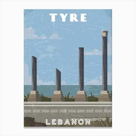 Tyre, Lebanon - Retro travel minimalist poster Canvas Print