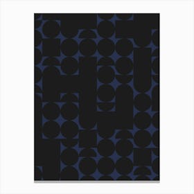 Geometric Black on Navy Modern Art Print Canvas Print