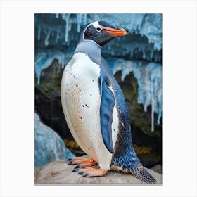 Galapagos Penguin Deception Island Colour Block Painting 6 Canvas Print