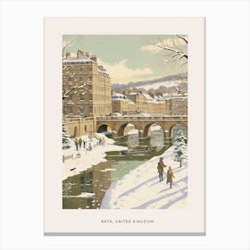 Vintage Winter Poster Bath United Kingdom 3 Canvas Print