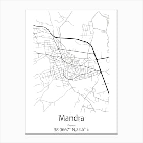 Mandra,Greece Minimalist Map Canvas Print