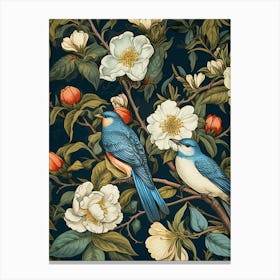 Floral Pattern With Birds And Flowers 1 Canvas Print