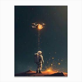 Astronaut Flying A Drone 1 Canvas Print