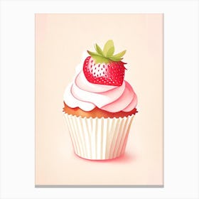 Strawberry Cupcakes, Dessert, Food Marker Art Illustration 1 Canvas Print